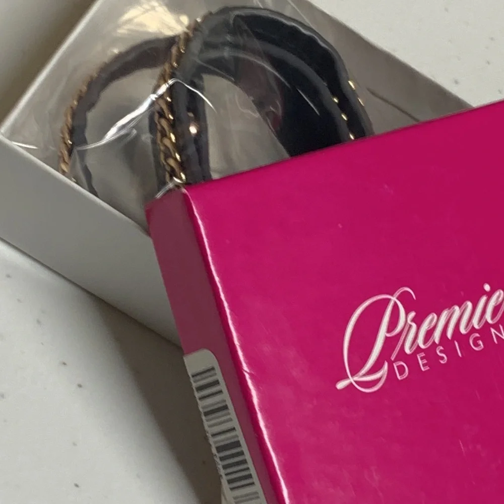 Premier Designs On the Edge Gray Leather, Rose Gold Tone Details Wrap Bracelet